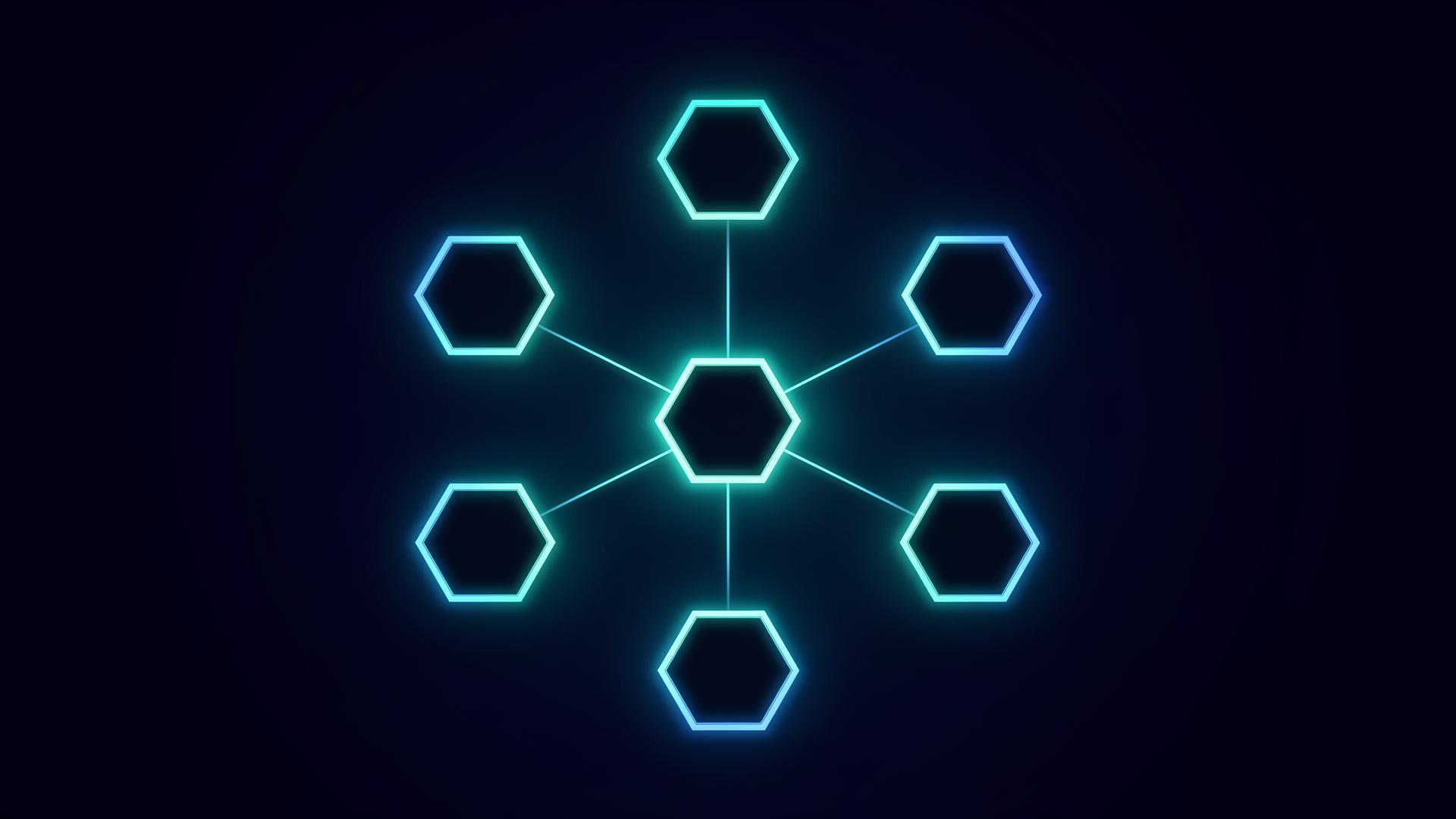 Diagramma astratto a esagoni interconnessi che richiama le funzioni del NIST CSF